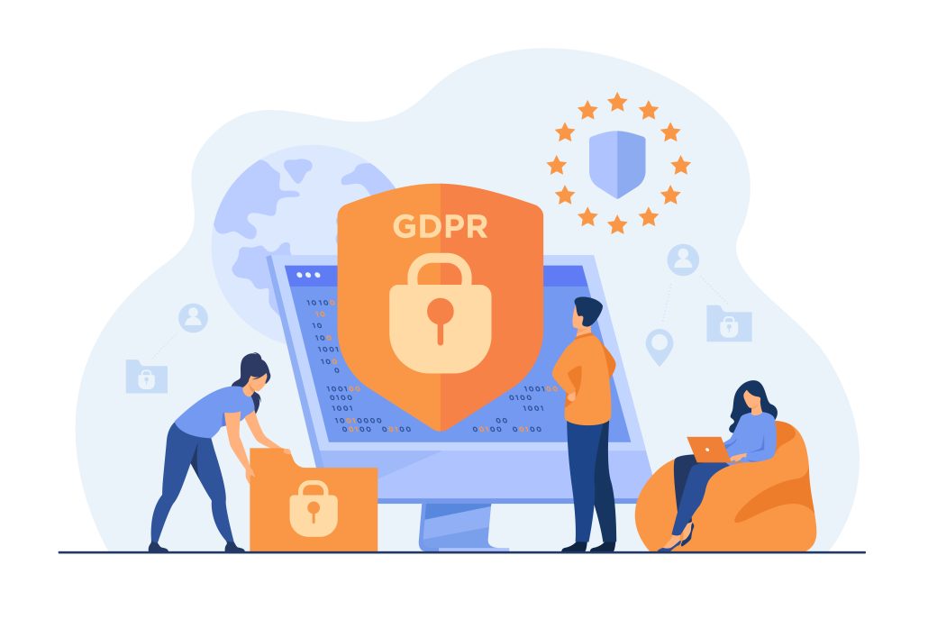 Tiny people protecting business data and legal information Bild von pch.vector auf Freepik